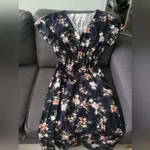 Pink Martini Navy Floral Floor-Length Dress Size Medium